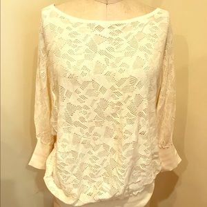 BCBG cream colored off the shoulder sweater